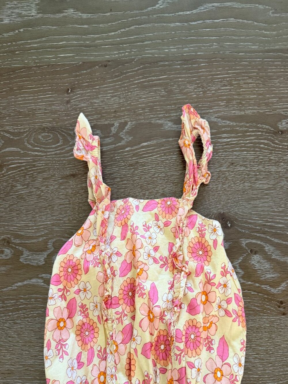 Girls Cat & Jack yellow/pink floral tank bubble hem top size medium 8